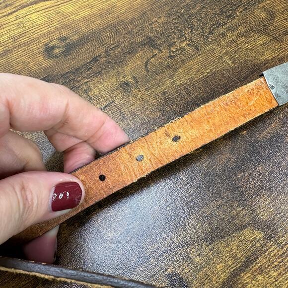 Wright Vintage Tooled Leather Gun Belt Size 36 Concealed Carry Brown Western - Picture 7 of 13